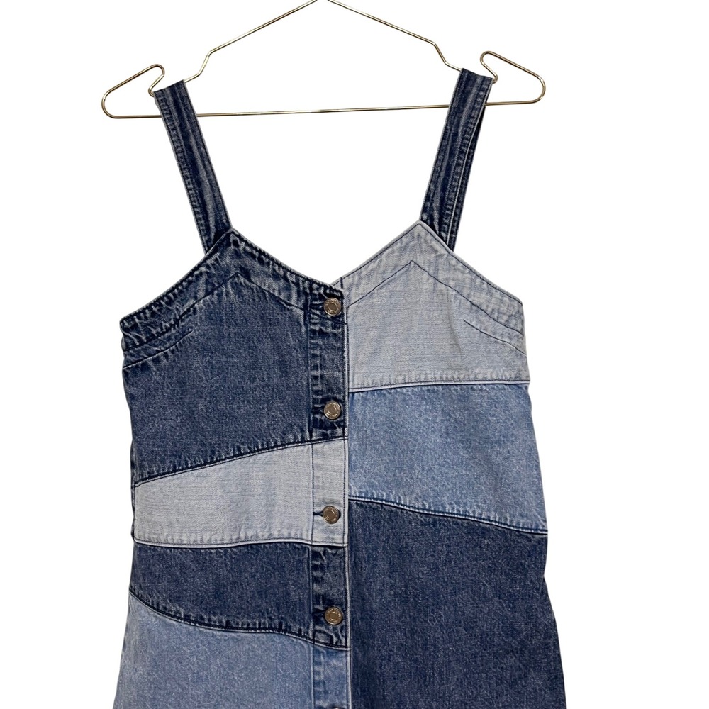 GAP Patchwork Denim Dress Blue Jean Button Womens XS - Picture 4 of 8